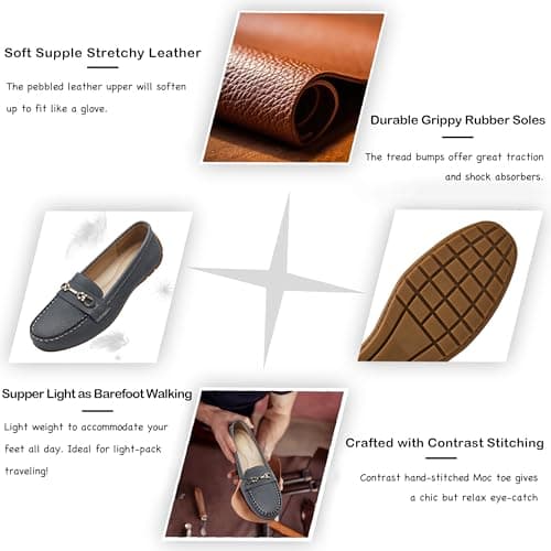 KORDAL Women's Lightweight & Comfortable Leather Loafers for Casual & Business