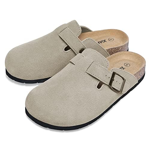 Xiakolaka Women's Suede Adjustable Buckle Slip-On Clogs