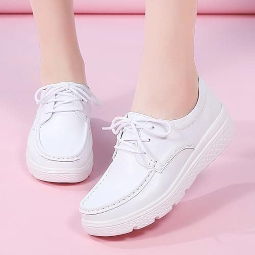 OVPMKC Women's Lightweight Comfortable Nursing Leather Loafers