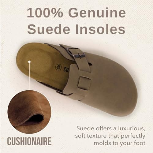 CUSHIONAIRE Hana Slip-On Buckle Clog Wide Width Cork Footbed