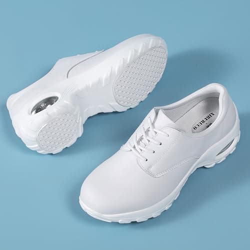 DR.XIRURUCO Women's Lightweight Faux Leather Lace-Up Nursing Shoes