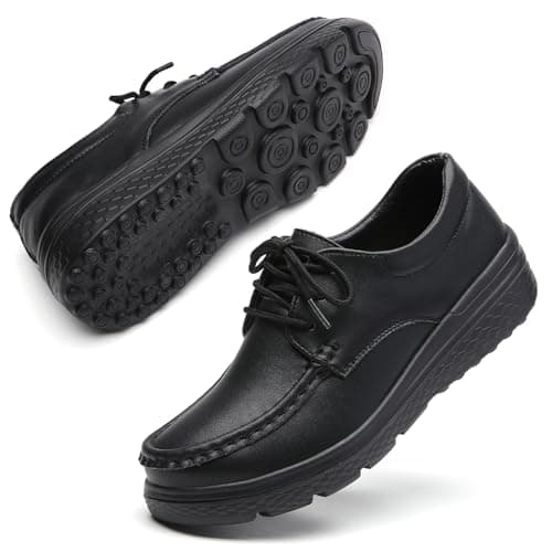 OVPMKC Women's Lightweight Comfortable Nursing Leather Loafers