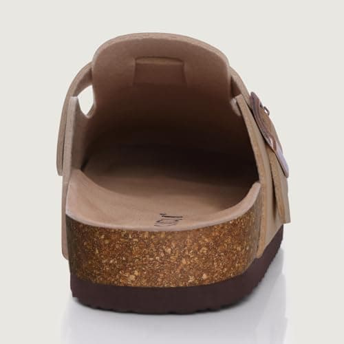 KIDMI Women's Leather Mules with Arch Support and Cork Footbed