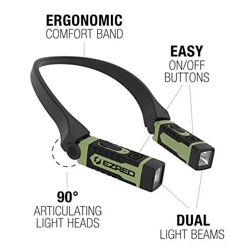 EZRED ANYWEAR Rechargeable Neck Light - NK15 (Green) Bundle