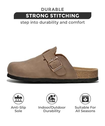 Project Cloud Women's Genuine Suede Footbed Memory Foam Arch Support Clog Slippers (Benton)
