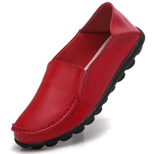 ANYUETE Women's Comfortable Leather Flat Loafers