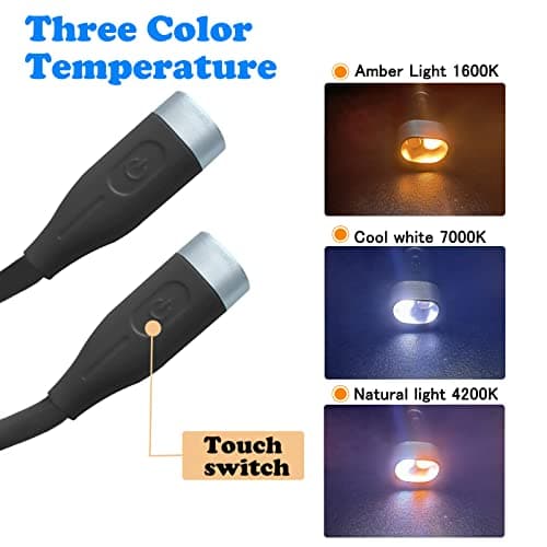 LED Reading Light, 3 Brightness Levels, USB-C Rechargeable, Bedtime Reading, Knitting, Crocheting, Camping