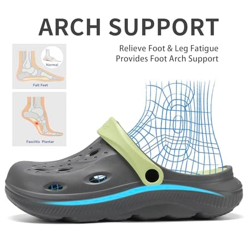 Womens Mens Arch Support Clogs with Removable Insoles Non-Slip Beach Slippers