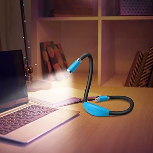 USB Rechargeable Bedside Reading Lamp, 4 LED, 4 Brightness Levels, Hands-Free for Night Jogging (Blue)