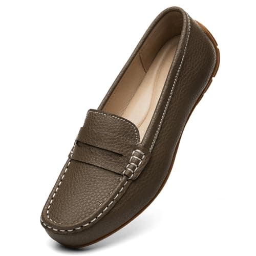 KORDAL Women's Lightweight Leather Penny Loafers - Comfortable Business Casual Shoes