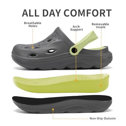 Womens Mens Arch Support Clogs with Removable Insoles Non-Slip Beach Slippers