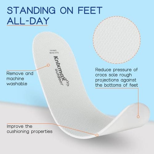 Ultra-Thin Crocs Insoles for Comfort, Gardening, Nursing, Chef, Waterproof Boots Size 7/EU40 Grey