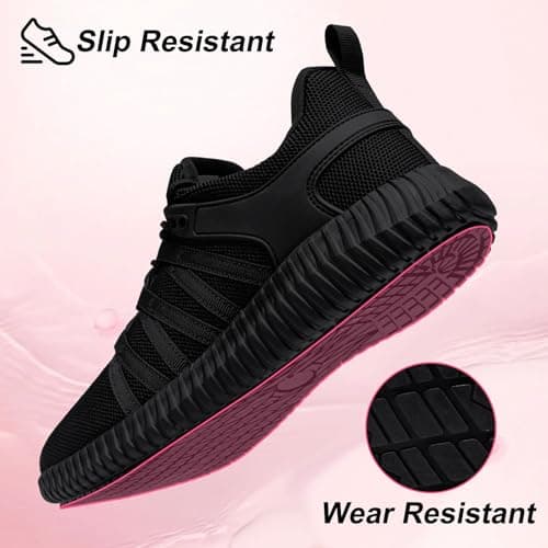 Women's Non-Slip Black Slip-On Walking Shoes for Restaurant Kitchen