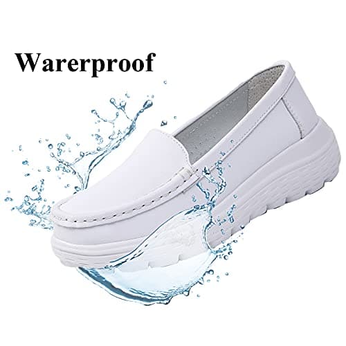 Nursgram Women's Nurse Shoes: Slip Resistant, Breathable, Lightweight Leather Loafers
