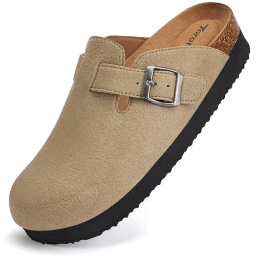 Torotto Women's Arch Support Suede Slip-On Potato Shoes with Buckle
