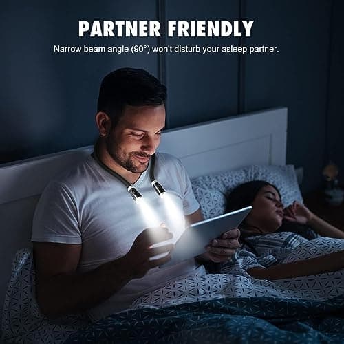 LED Neck Reading Light for Bedtime Reading (Black)