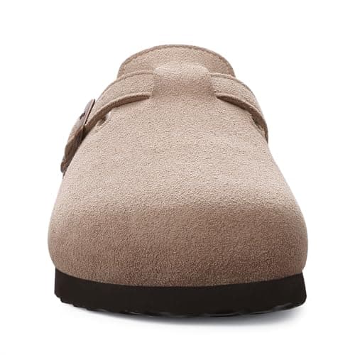 Genuine Suede Clogs Soft Cork Footbed Comfort Potato Shoes