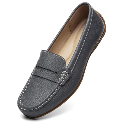 KORDAL Women's Lightweight Leather Penny Loafers - Comfortable Business Casual Shoes