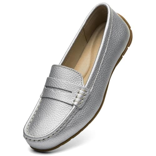KORDAL Women's Lightweight Leather Penny Loafers - Comfortable Business Casual Shoes