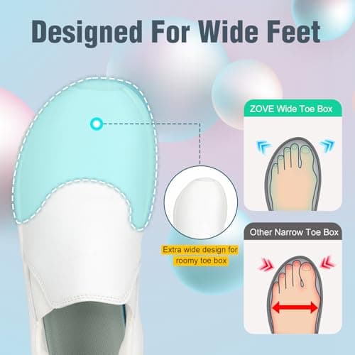 ZOVE Ultra Wide Toe Box Waterproof Nursing Shoes for Women