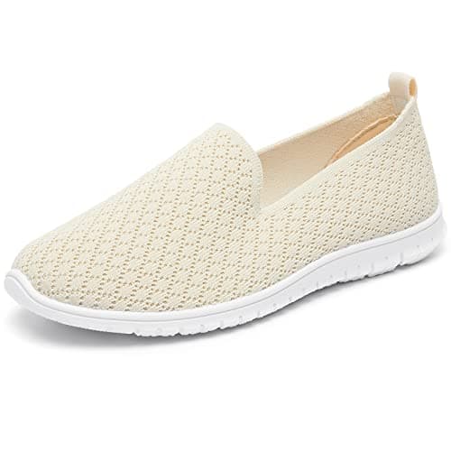 BABUDOG Breathable Black and White Mesh Flats Casual Comfortable Walking Shoes