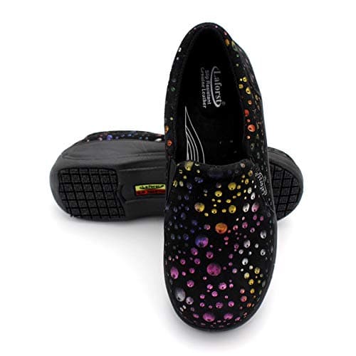 Womens Leather Slip Resistant Nursing Work Clogs