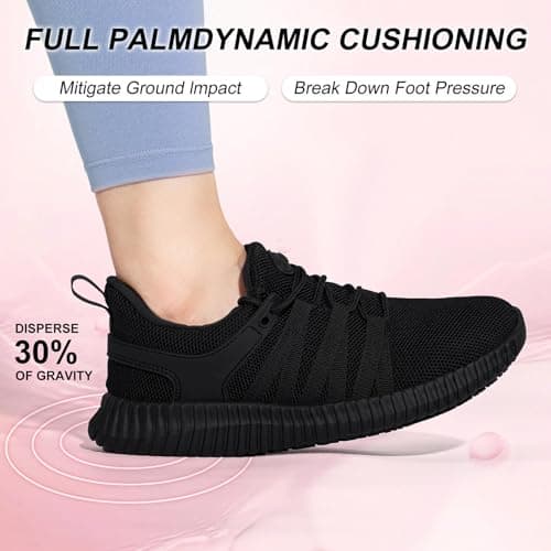 Women's Non-Slip Black Slip-On Walking Shoes for Restaurant Kitchen