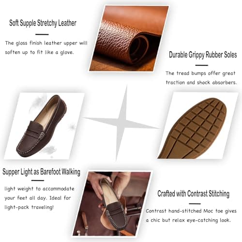 KORDAL Women's Lightweight Leather Penny Loafers - Comfortable Business Casual Shoes