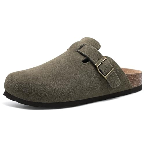 Genuine Suede Clogs Soft Cork Footbed Comfort Potato Shoes