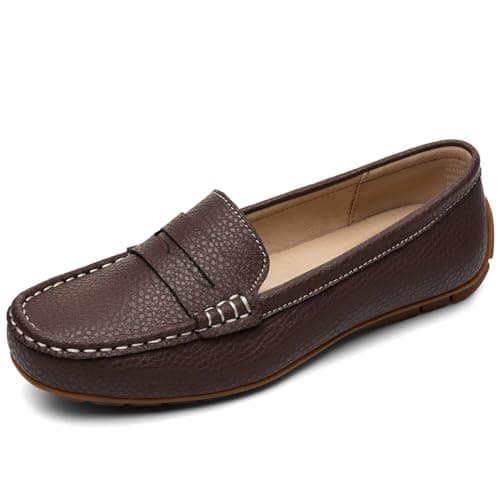 KORDAL Women's Lightweight Leather Penny Loafers - Comfortable Business Casual Shoes