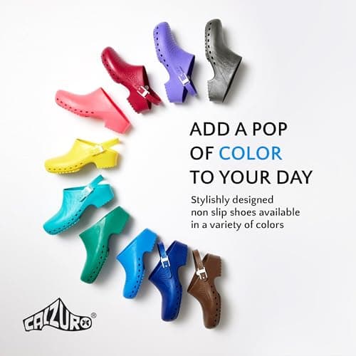 CALZURO Classic Work Clogs with Holes - Non-Slip Autoclavable Kitchen and Nursing Shoes