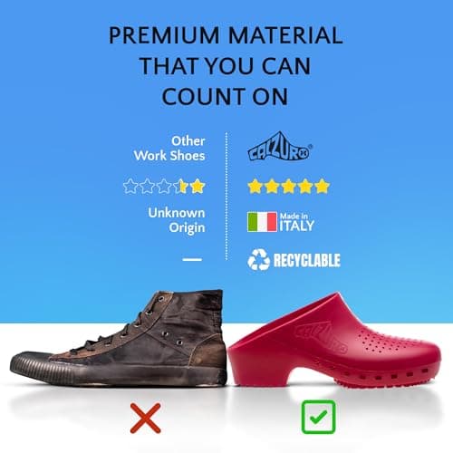 CALZURO Classic Work Clogs with Holes - Non-Slip Autoclavable Kitchen and Nursing Shoes