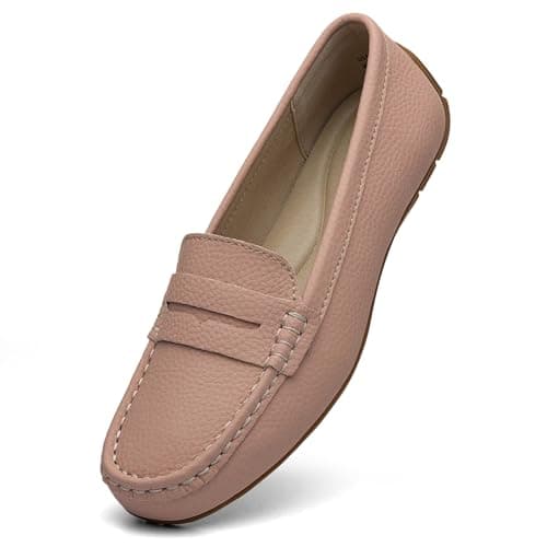 KORDAL Women's Lightweight Leather Penny Loafers - Comfortable Business Casual Shoes