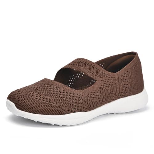 HONHOLD Women's Comfortable Knit Mary Jane Flat Shoes with Arch Support