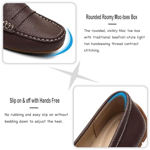 KORDAL Women's Lightweight Leather Penny Loafers - Comfortable Business Casual Shoes