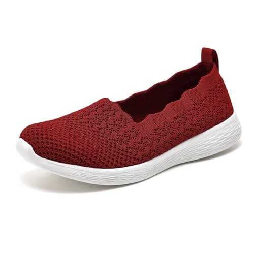 Puxowe Women's Lightweight Slip-On Walking Loafer-Shoes Memory Foam Round Toe