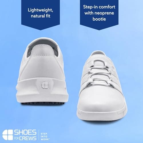 Crews LILA Karina Women's Lightweight Slip & Water Resistant Work Shoes - Black/White