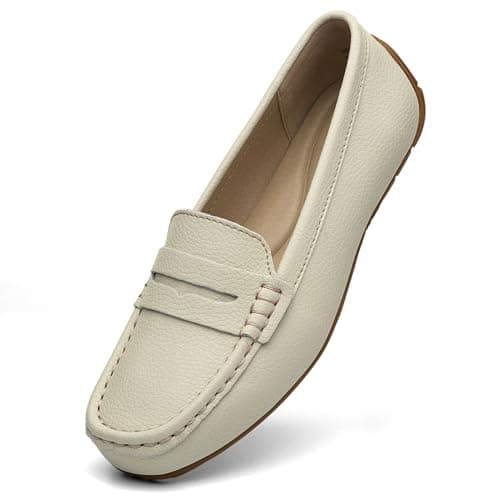 KORDAL Women's Lightweight Leather Penny Loafers - Comfortable Business Casual Shoes