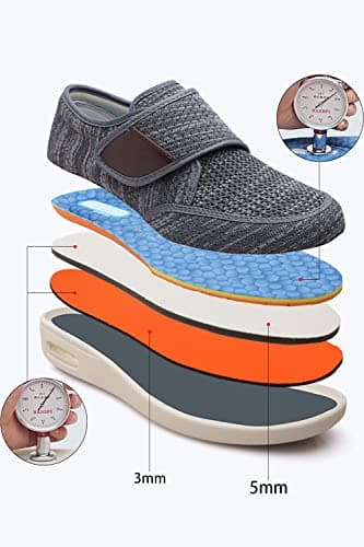 Men's Diabetes-Friendly Adjustable Sports Shoes with Anti-Slip Soles