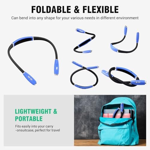Rechargeable LED Reading Light for Bed, 3 Brightness Levels, Bendable Neck Lamp