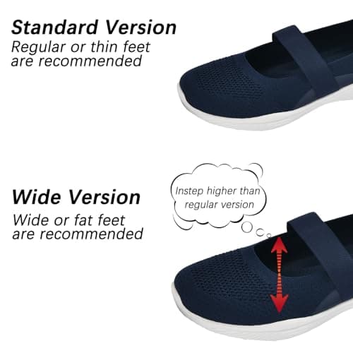 HONHOLD Women's Comfortable Knit Mary Jane Flat Shoes with Arch Support