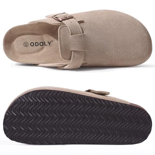 Genuine Suede Clogs Soft Cork Footbed Comfort Potato Shoes