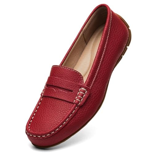 KORDAL Women's Lightweight Leather Penny Loafers - Comfortable Business Casual Shoes