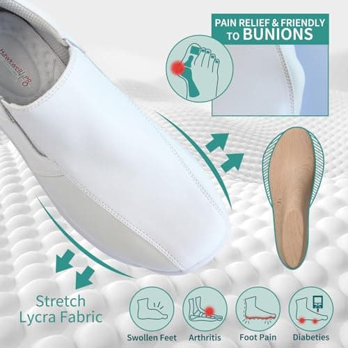 Hawkwell Pro Women's Leather Nursing Shoes for Bunions - Lightweight Slip Resistant Orthotic Work Shoes