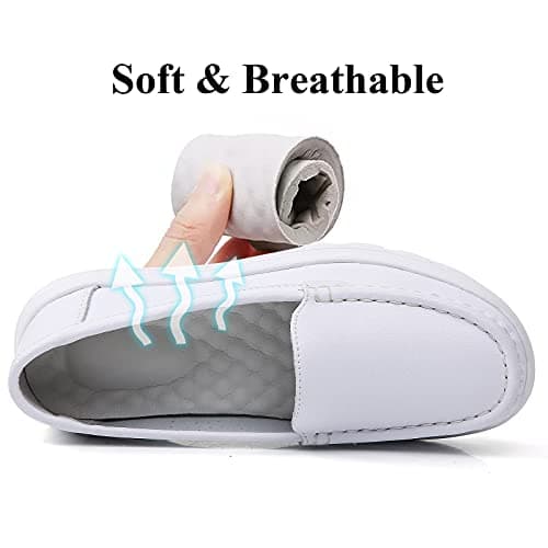 Nursgram Women's Nurse Shoes: Slip Resistant, Breathable, Lightweight Leather Loafers