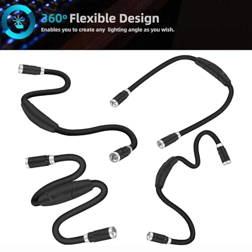 Black Rechargeable LED Neck Book Light with 3 Modes for Reading, Knitting, Camping