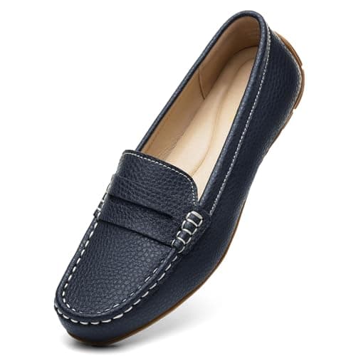 KORDAL Women's Lightweight Leather Penny Loafers - Comfortable Business Casual Shoes