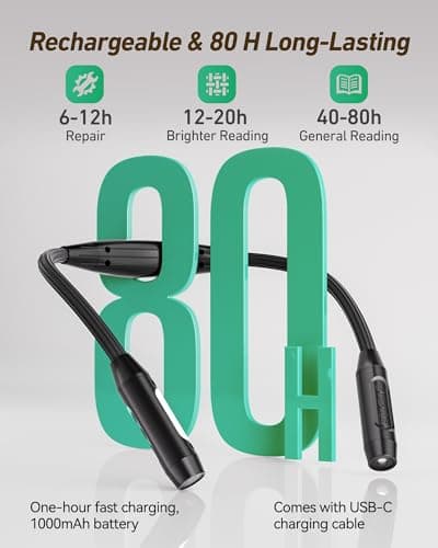 Alampan LED Neck Reading Light, Rechargeable, Hands Free, 3 Colors Dimmable for Crafting and Night Reading