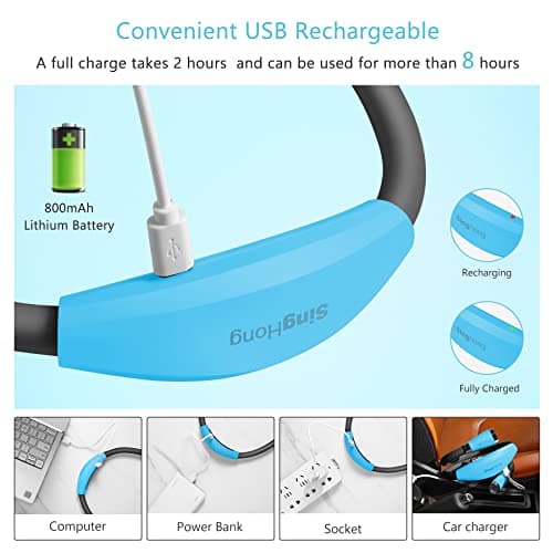 USB Rechargeable Bedside Reading Lamp, 4 LED, 4 Brightness Levels, Hands-Free for Night Jogging (Blue)