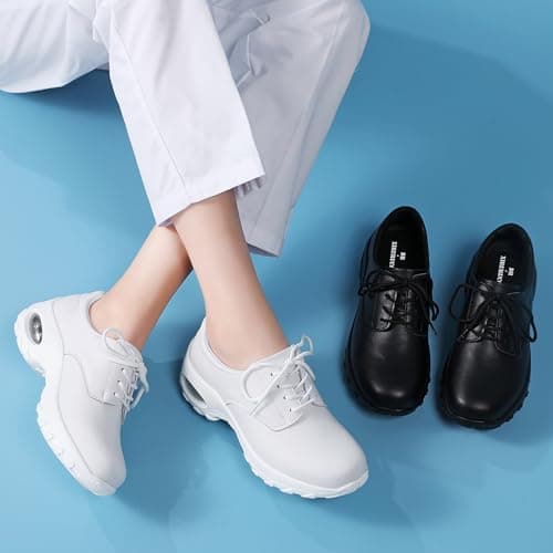 DR.XIRURUCO Women's Lightweight Faux Leather Lace-Up Nursing Shoes